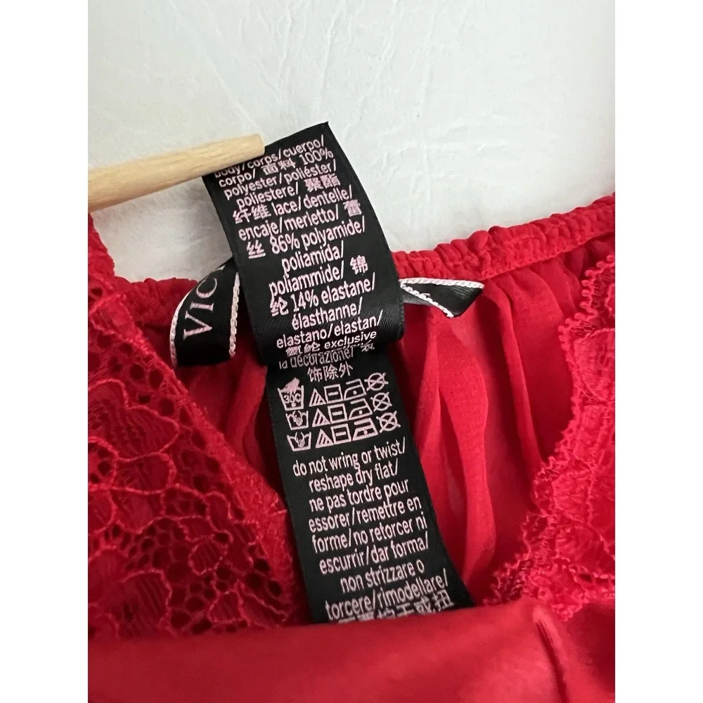 Victoria's Secret Y2K Pleated Babydoll Lingerie Small Red Romantic Festival Boho